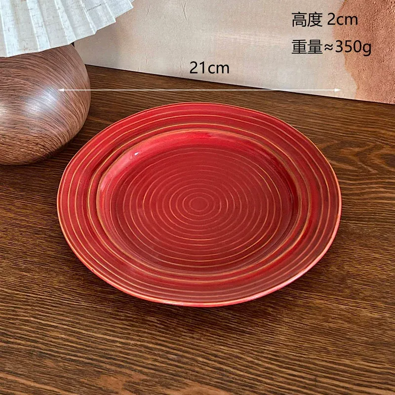 Juego de vajilla de cerámica esmalte rojo tableware view 7