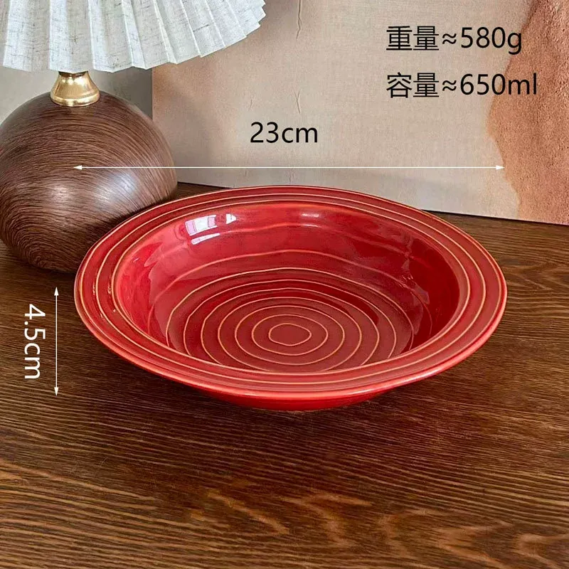Juego de vajilla de cerámica esmalte rojo tableware view 8
