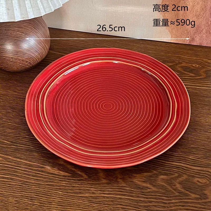 Juego de vajilla de cerámica esmalte rojo tableware view 9
