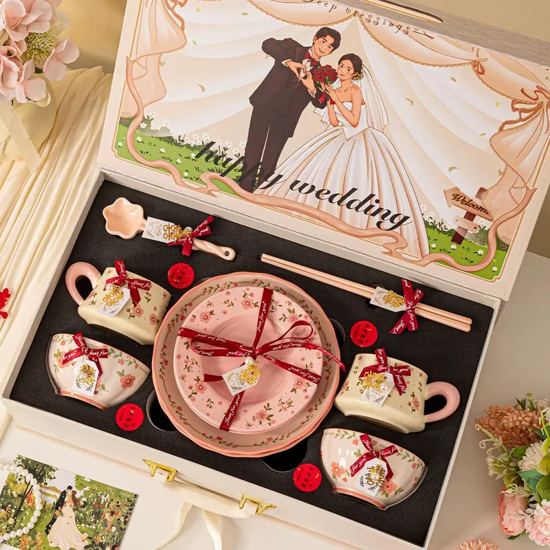 Jogo de jantar de porcelana com design floral tableware view 2