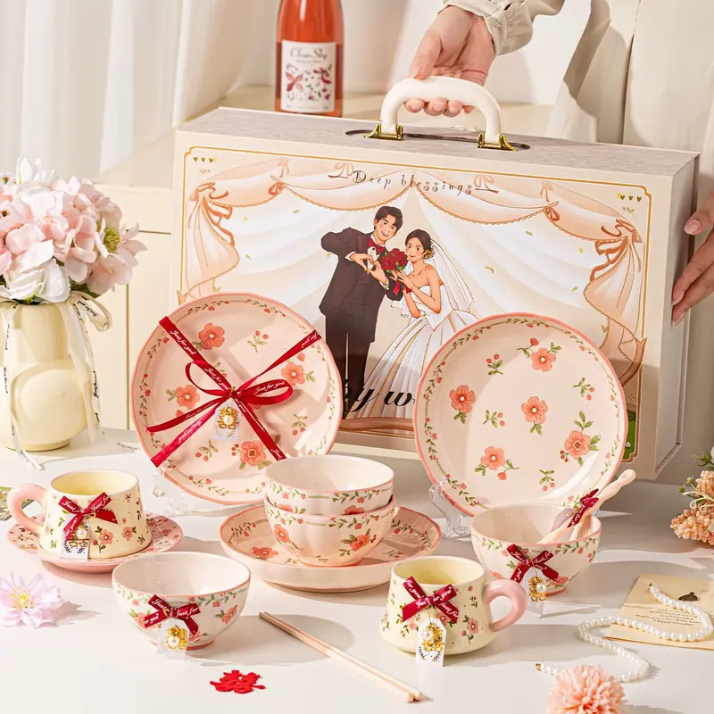 Jogo de jantar de porcelana com design floral tableware view 4
