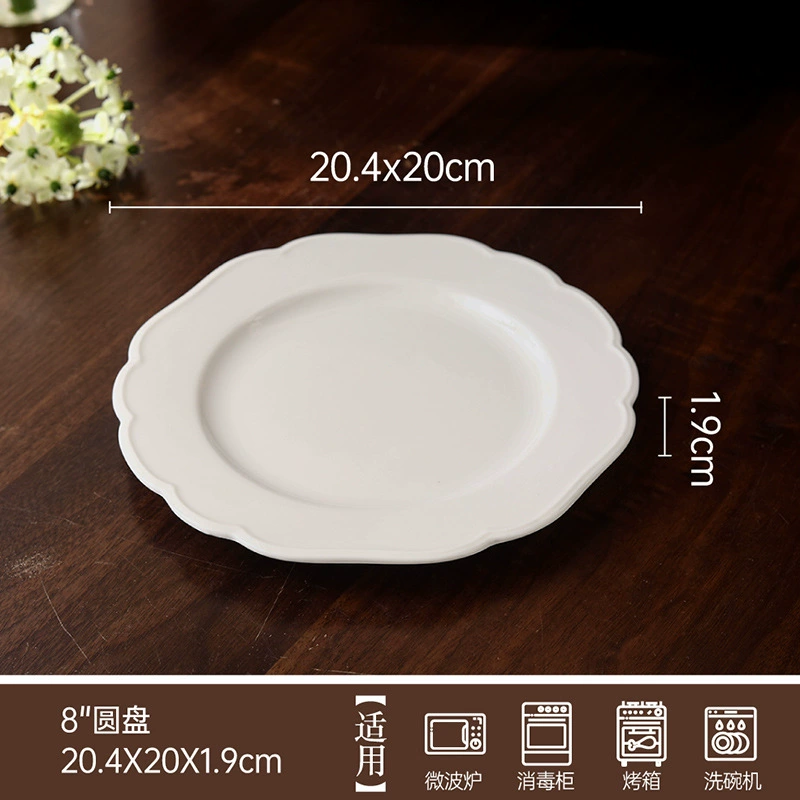 Фарфоровая тарелка с лепестковым краем tableware view 6