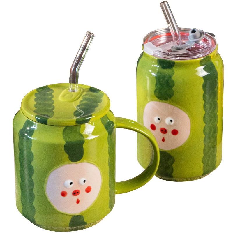 Hand-Painted Porcelain Mug with Straw tableware view 5