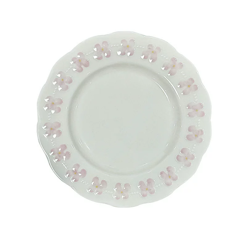 Service d'assiettes en céramique fleur de cerisier embossée tableware view 5