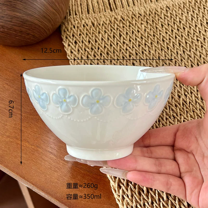 Service d'assiettes en céramique fleur de cerisier embossée tableware view 10