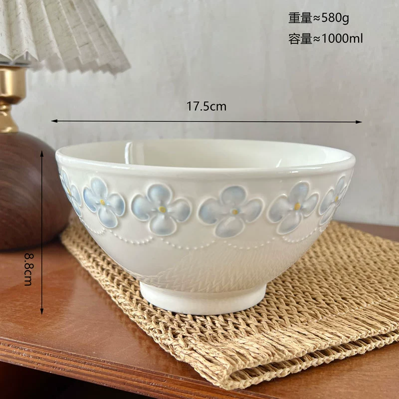 Service d'assiettes en céramique fleur de cerisier embossée tableware view 11