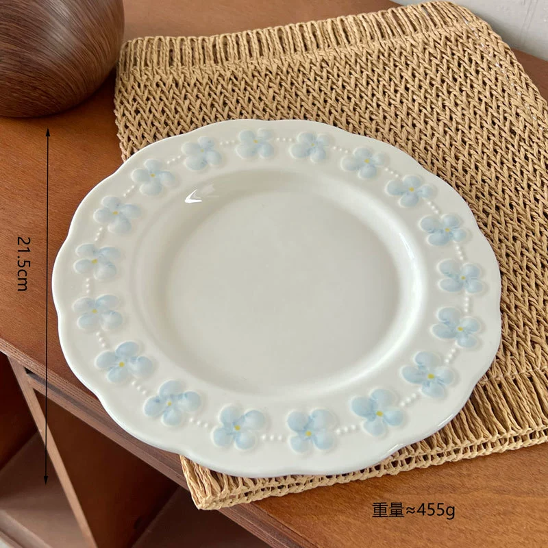 Service d'assiettes en céramique fleur de cerisier embossée tableware view 12