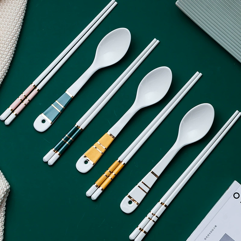 طقم عيدان وملعقة سيراميك tableware view 3