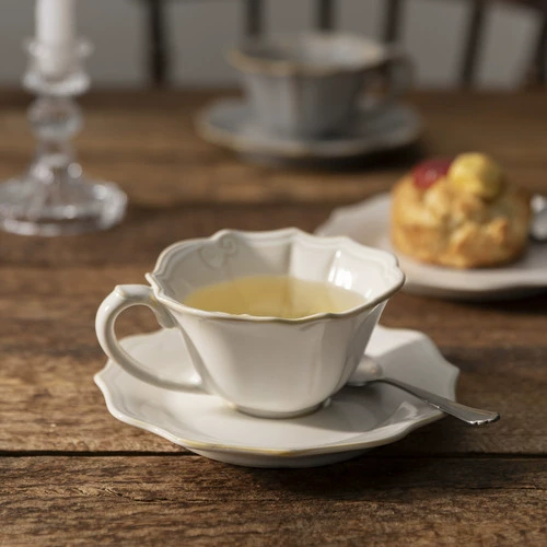 Porcelain Coffee Cup and Saucer Set with Relief tableware view 4