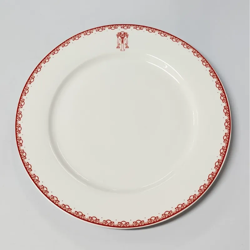 طبق بيضاوي بورسلين بحافة زهور حمراء tableware view 6