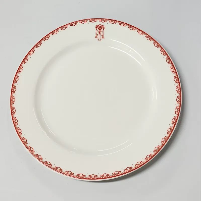 طبق بيضاوي بورسلين بحافة زهور حمراء tableware view 7