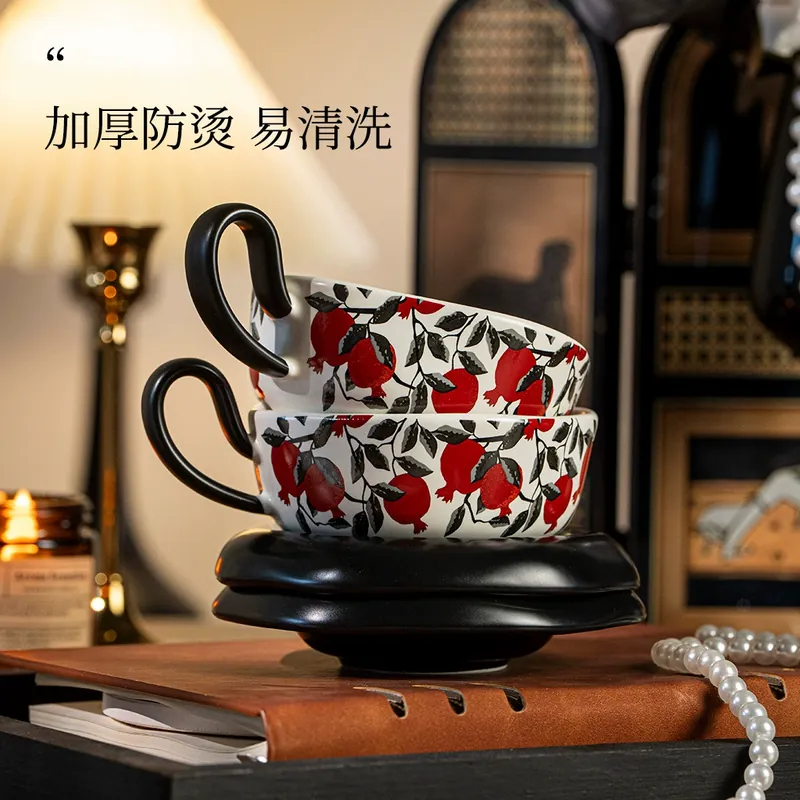 Porcelain Coffee Cup and Saucer Set tableware view 4