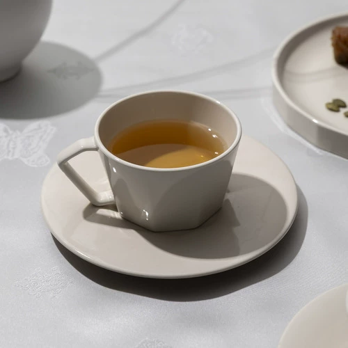 Octagonal Coffee Cup and Saucer Set