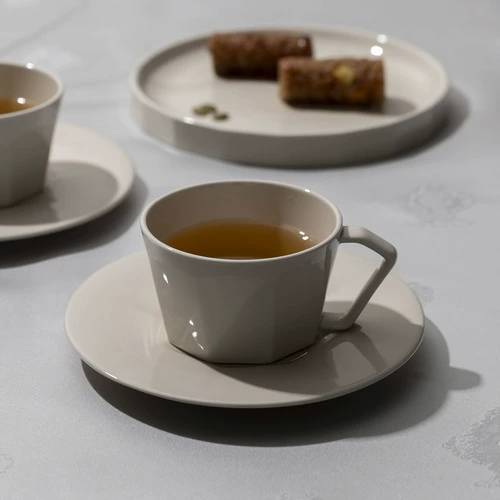 Octagonal Coffee Cup and Saucer Set tableware view 2
