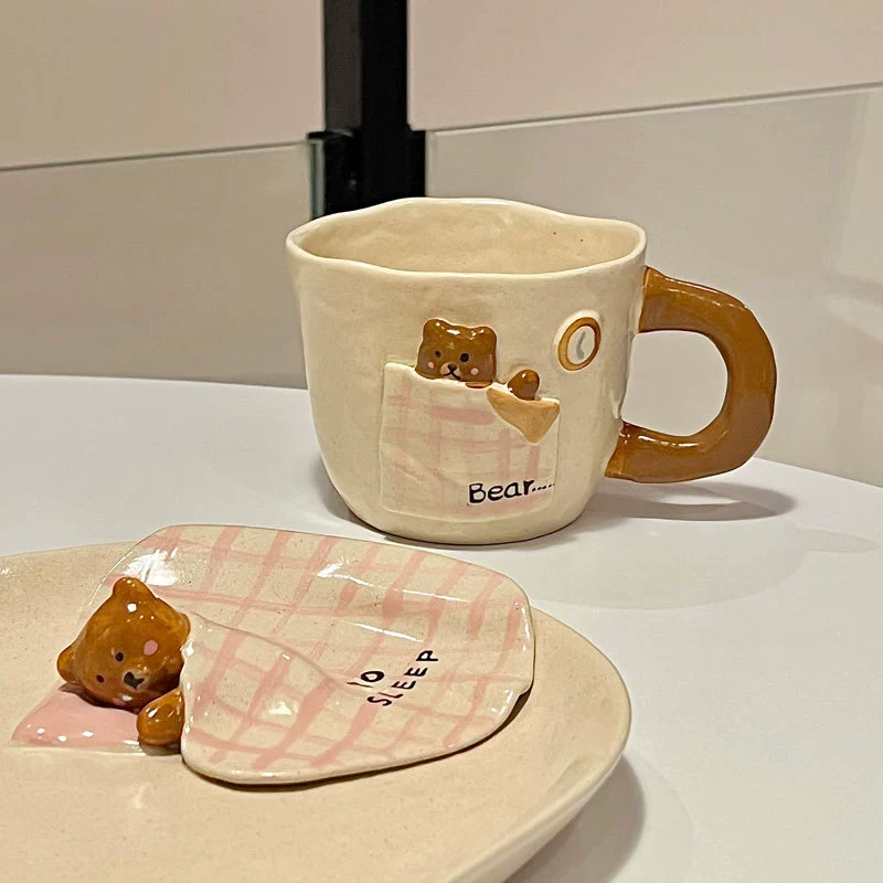 Juego de bol y taza de cerámica oso tableware view 3