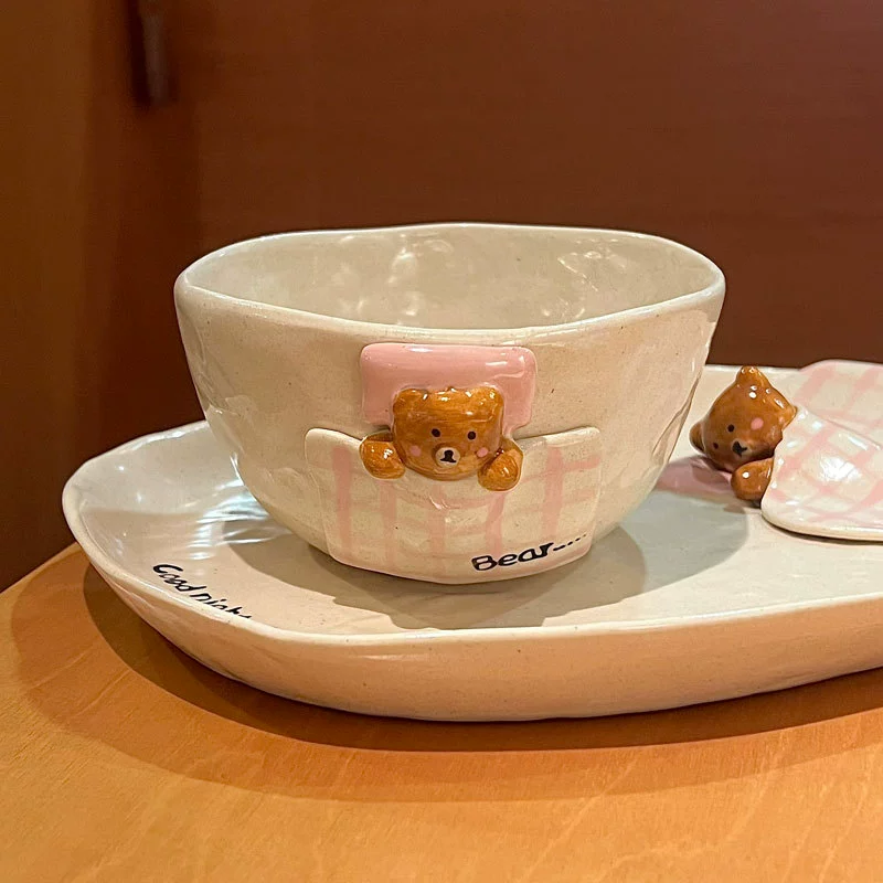 Juego de bol y taza de cerámica oso tableware view 4