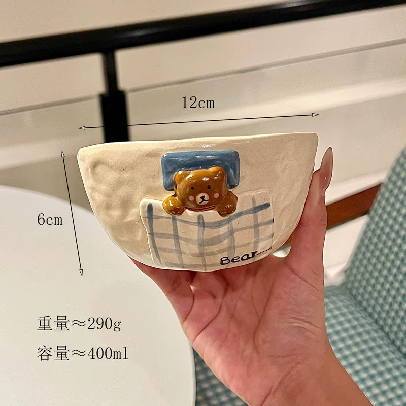 Juego de bol y taza de cerámica oso tableware view 9