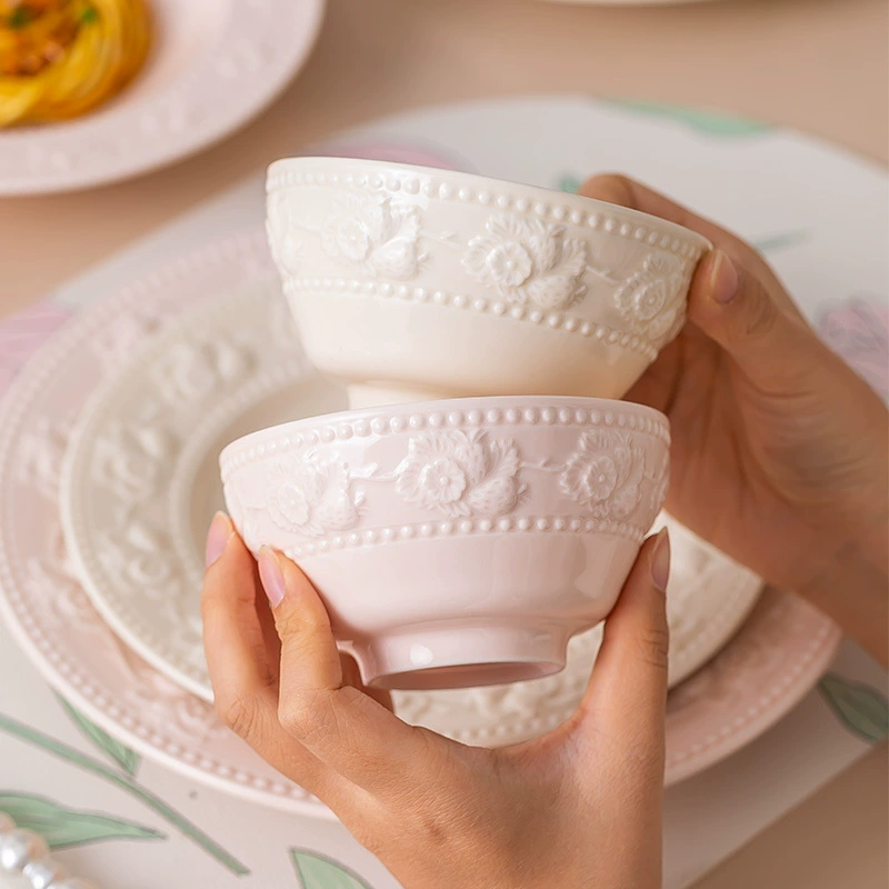 Embossed Ceramic Dinnerware Set tableware view 3