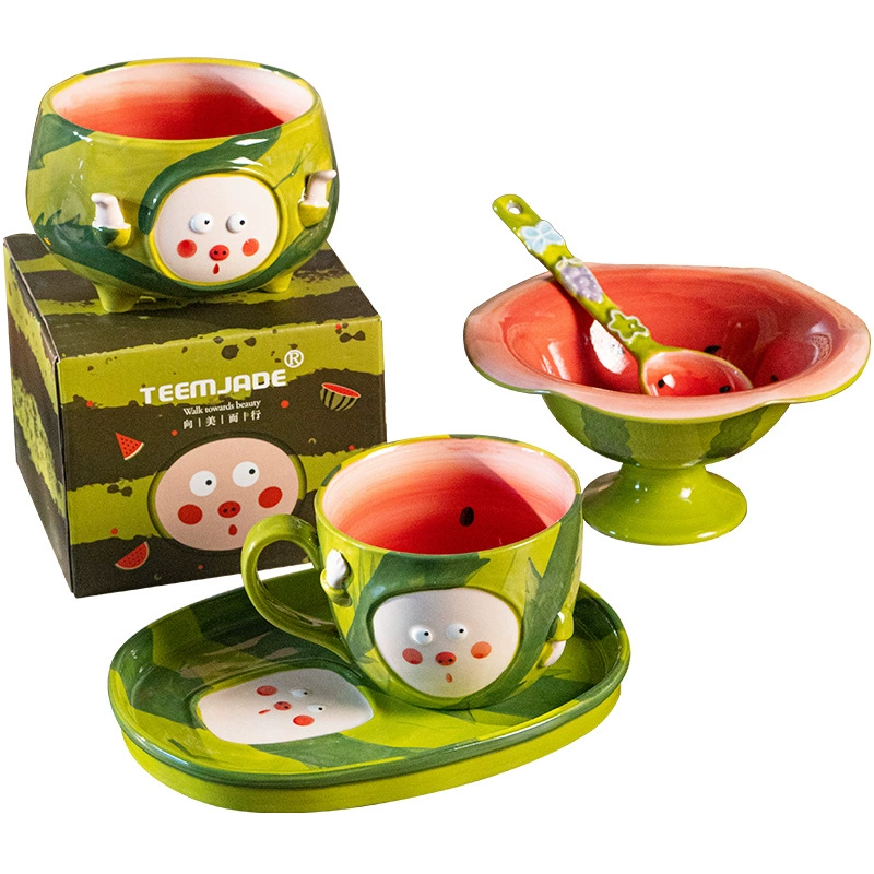 Hand-Painted Rice Bowl with Melon Design tableware view 5