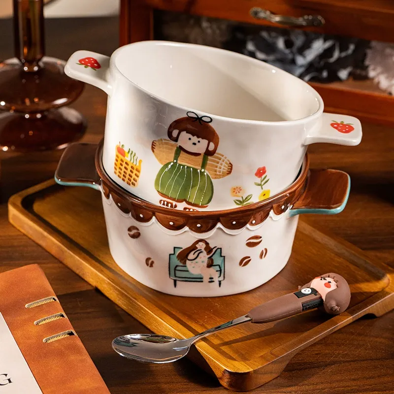 Hand-Painted Porcelain Salad Bowl