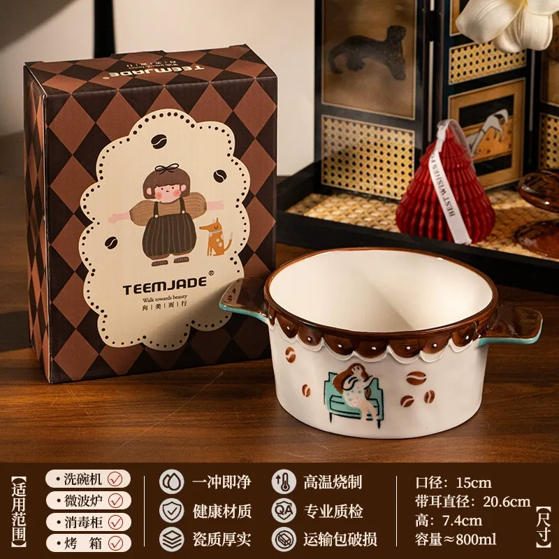 سلطانية خزفية مرسومة يدويًا tableware view 10