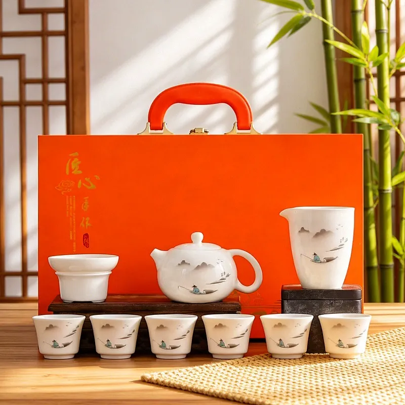 Porcelain Tea Set with Teapot and Six Cups tableware view 2