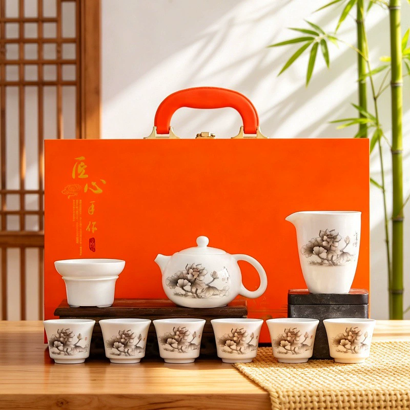 Porcelain Tea Set with Teapot and Six Cups tableware view 3