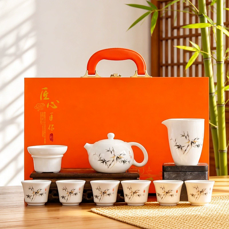 Porcelain Tea Set with Teapot and Six Cups tableware view 4