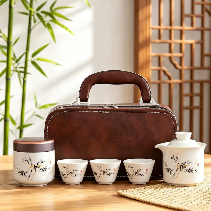 Travel Tea Set with Teapot and Three Cups