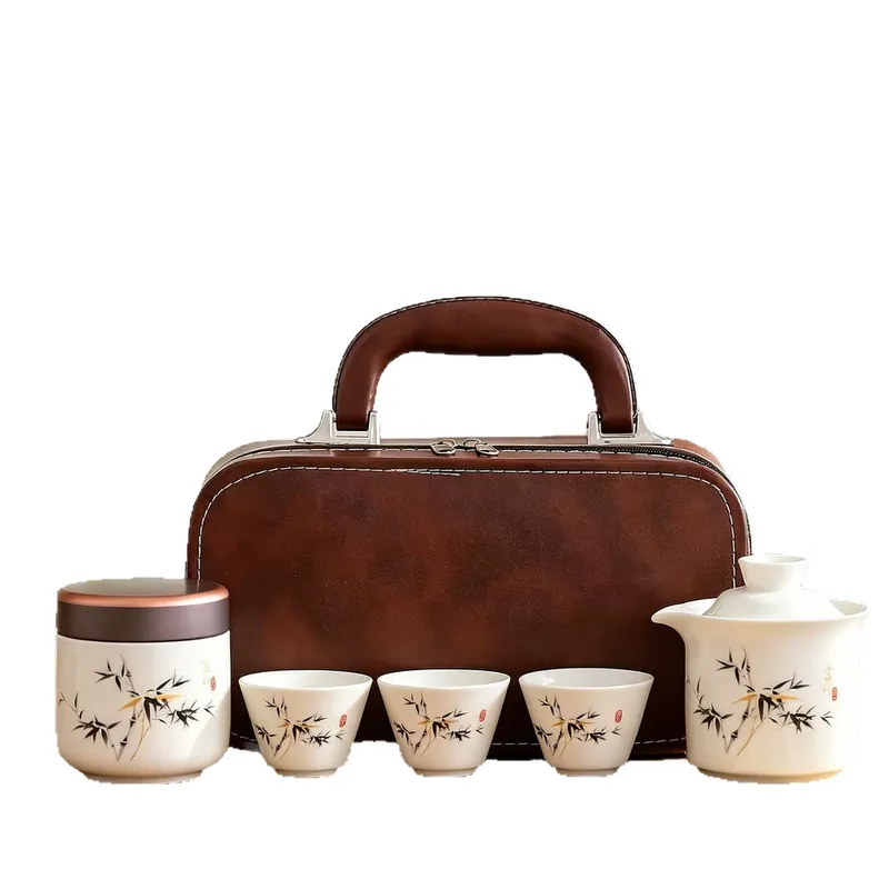 Travel Tea Set with Teapot and Three Cups tableware view 5