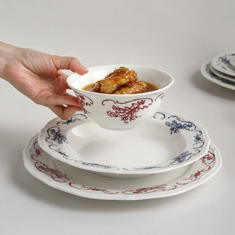 꽃 양각 도자기 접시와 그릇 세트 tableware view 2