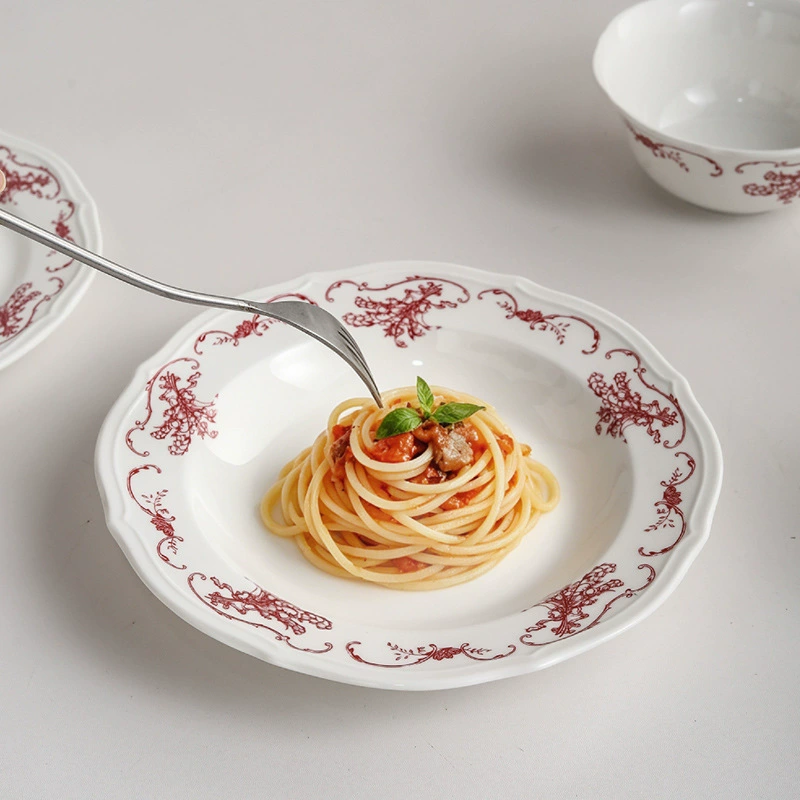 꽃 양각 도자기 접시와 그릇 세트 tableware view 3