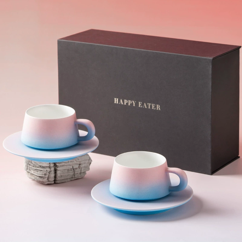 Hand-Painted Coffee Cup and Saucer Set