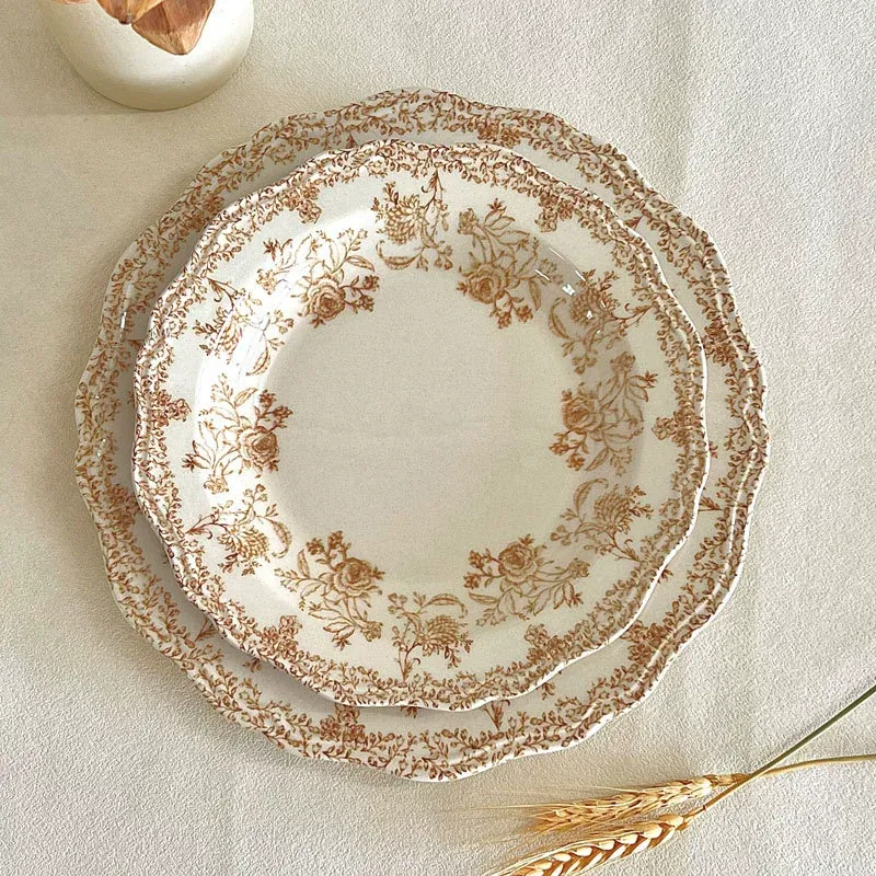 طبق عميق بورسلين زهري عتيق tableware view 3