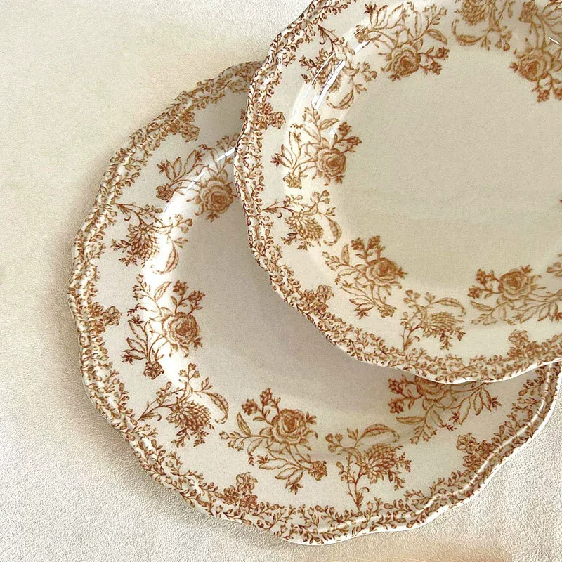 طبق عميق بورسلين زهري عتيق tableware view 4