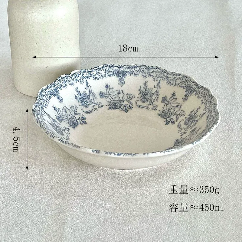 طبق عميق بورسلين زهري عتيق tableware view 9