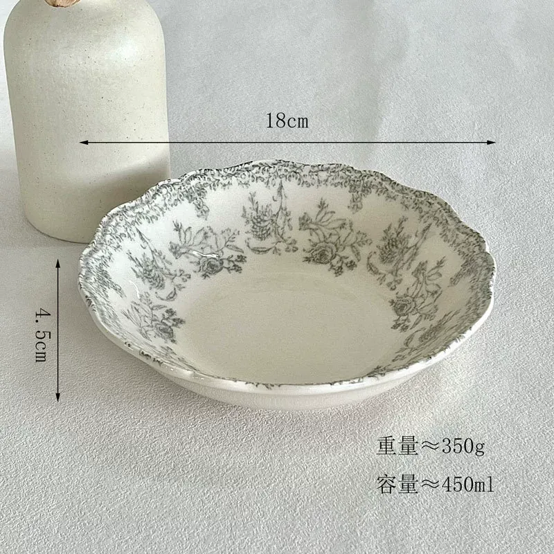 طبق عميق بورسلين زهري عتيق tableware view 10