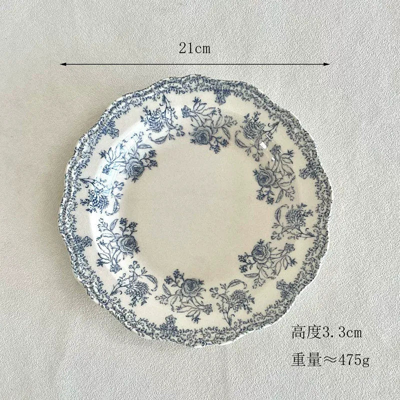 طبق عميق بورسلين زهري عتيق tableware view 12