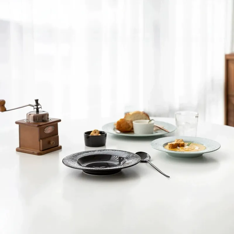 طبق عشاء سيراميك بنقش موراندي بارز tableware view 4