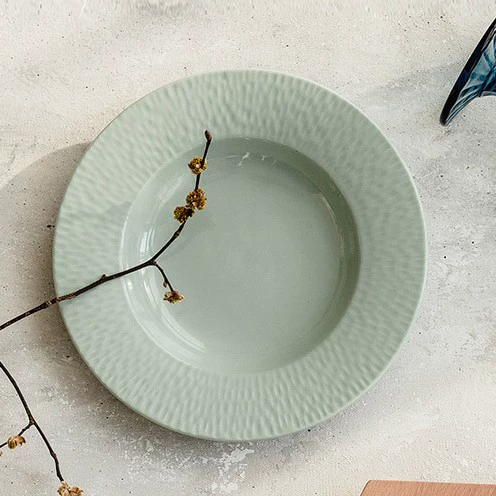 طبق عشاء سيراميك بنقش موراندي بارز tableware view 6