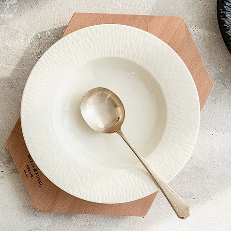 طبق عشاء سيراميك بنقش موراندي بارز tableware view 9