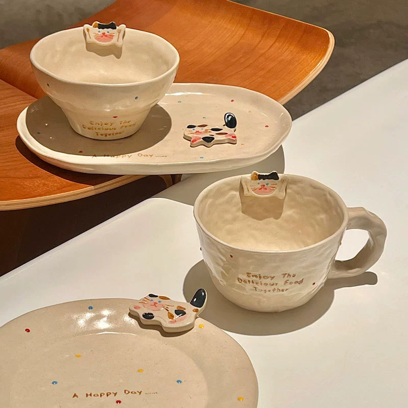 Cat-Shaped Ceramic Dinnerware Set tableware view 4
