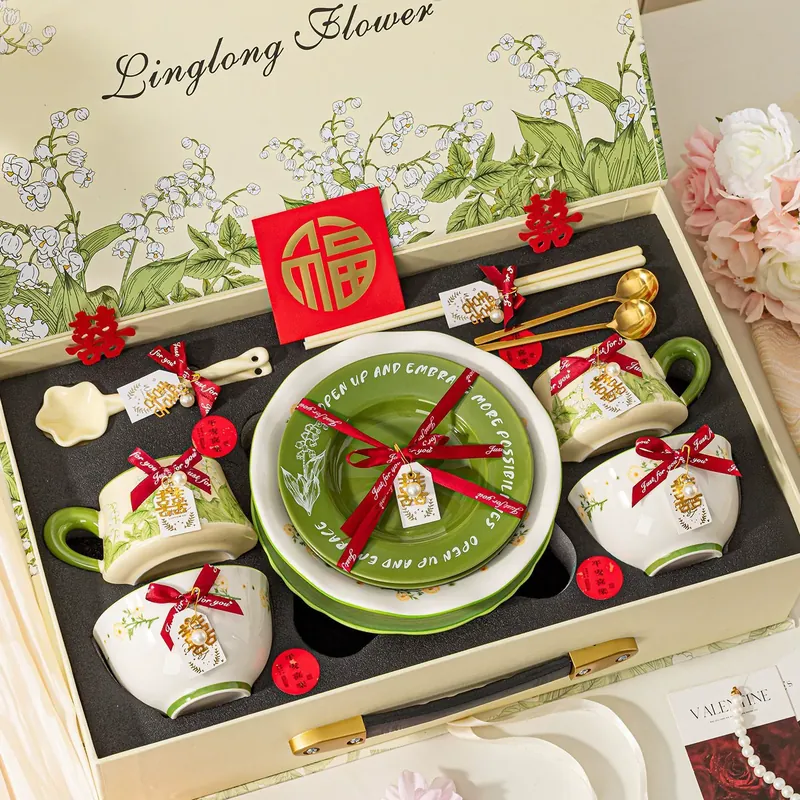 Set de tazas de cerámica para parejas, regalo de boda tableware view 4