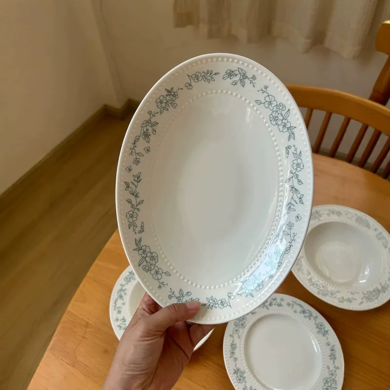 Французский обеденный набор из керамики с цветочным тиснением tableware view 4