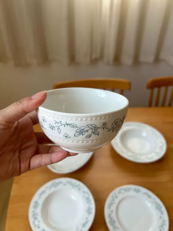 Французский обеденный набор из керамики с цветочным тиснением tableware view 6