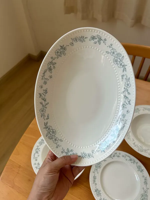Французский обеденный набор из керамики с цветочным тиснением tableware view 10