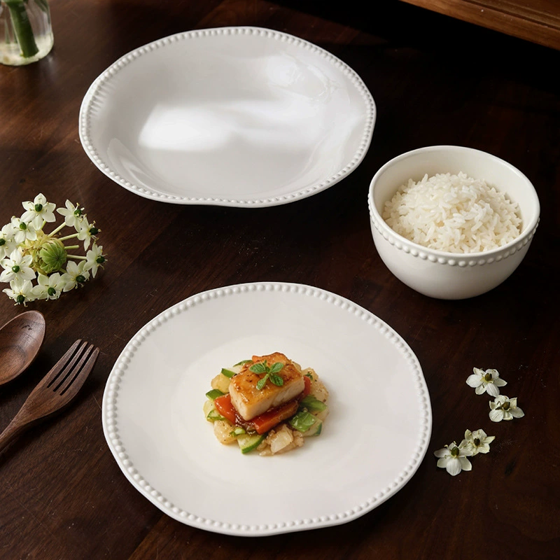 Pearl Edge White Porcelain Plate tableware view 2