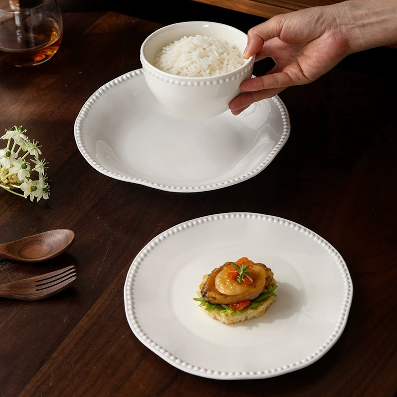 Pearl Edge White Porcelain Plate tableware view 3