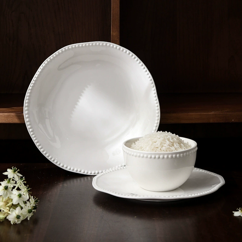 Pearl Edge White Porcelain Plate tableware view 4