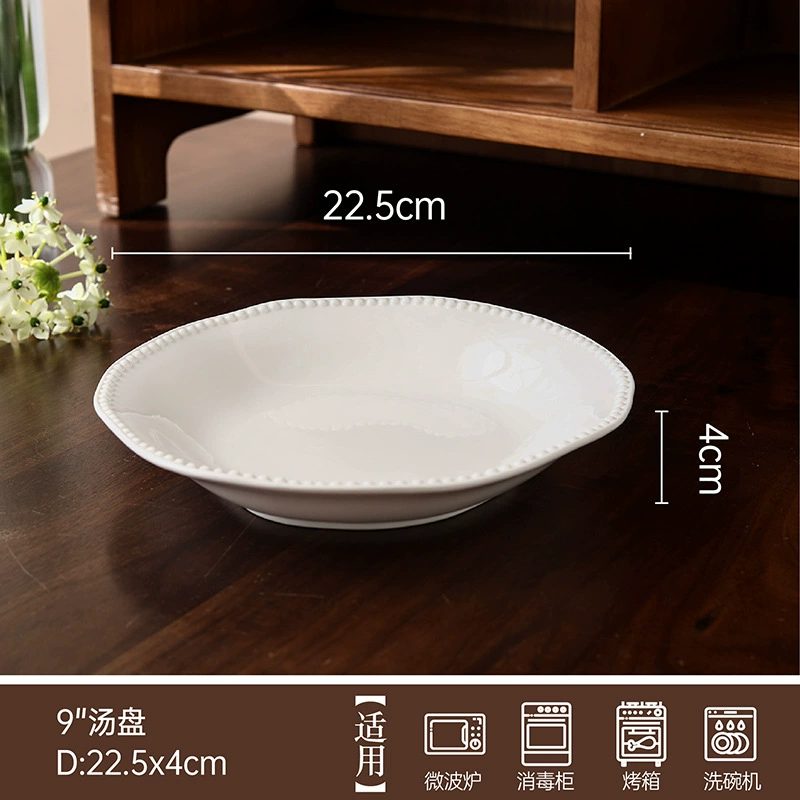 Pearl Edge White Porcelain Plate tableware view 8